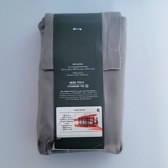 Threshold King 400 Thread Count Solid Performance Pillowcase Set  - Gray - Picture 4 of 5